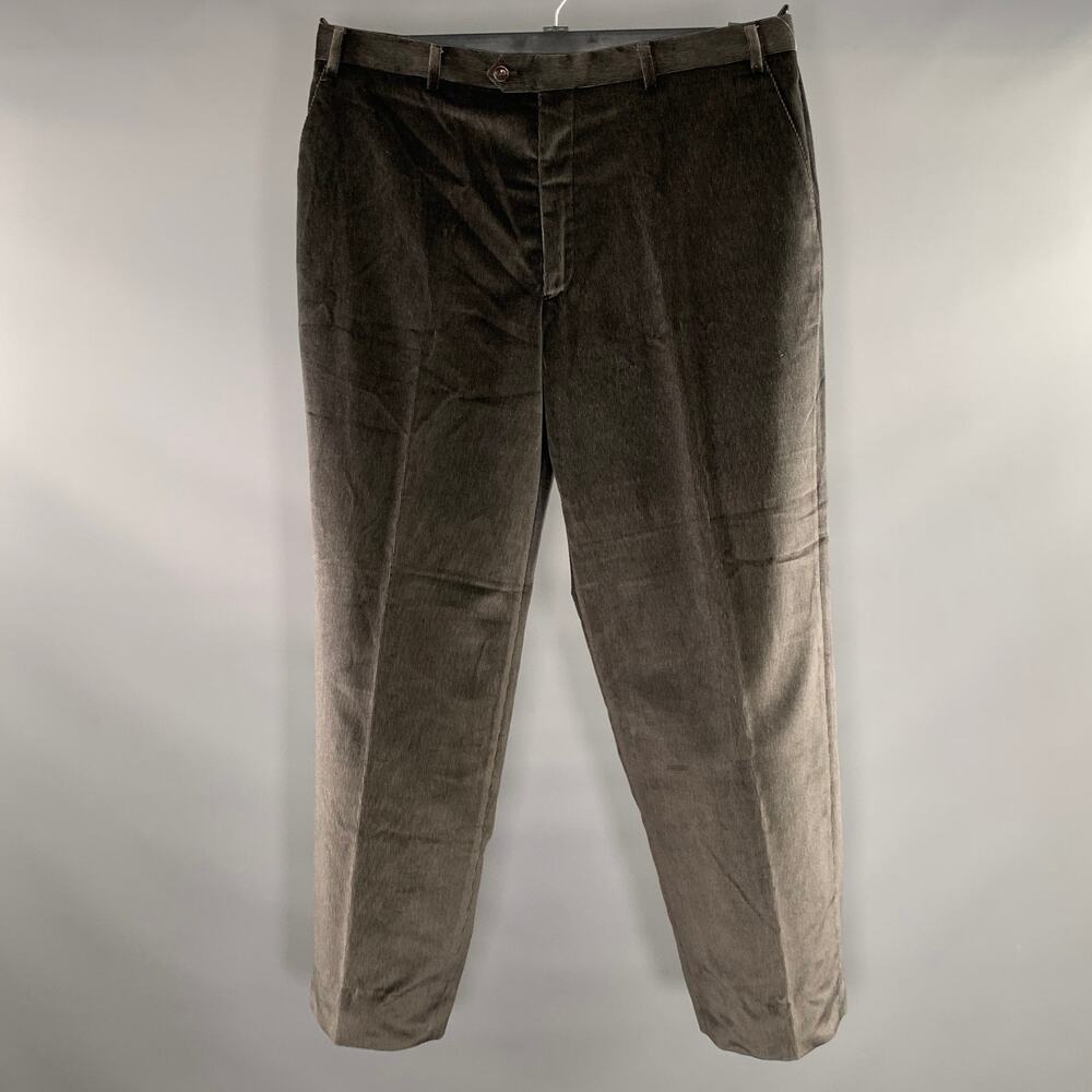 ARMANI COLLEZIONI Size 38 Grey Gunmetal Corduroy Cotton Flat Front Casual Pants